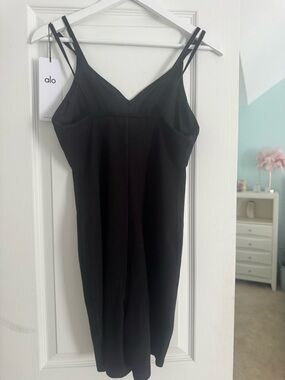 ALO Yoga Black Strappy short jumpsuit with Double Spaghetti Straps